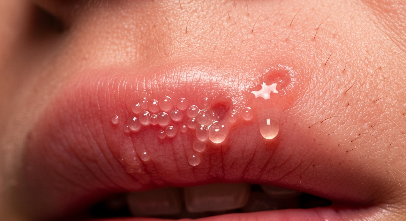 facial herpes symptoms pictures