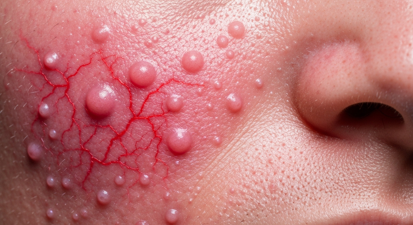 rosacea on the face symptoms pictures